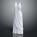 Elegant White Long Dress With Flowing Fabric And Drape Design