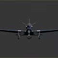 Blue Single Propeller Passenger Plane With Cockpit And White Striped Wings Against Dark Background