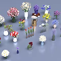 Various Colorful Flowers Arranged in Different Shaped Vases and Containers