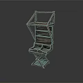 Unique Wooden Multi tiered Shelf With Storage Compartments And Display Racks 3d model