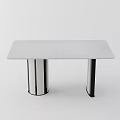 Modern Rectangular Dining Table With Sleek Marble Top And Sturdy Metal Legs 3d model