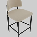 Modern Beige Padded Bar Stool With Black Metal Frame And Backrest