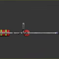 Tactical Weapon With Red Pressure Tank Long Metal Rod And Nozzle