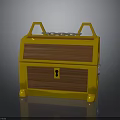 Yellow Treasure Chest With Wooden Panels Metal Lock And Casters