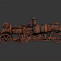 Vintage Copper Steam Train Model with Intricate Gears Metallic Wheels on Reflective Surface