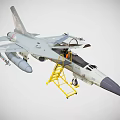 Gray Military Fighter Jet Model With Open Cockpit And Missile Attachments 3d model