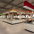 Supermarket Fresh Produce Section With Green Stalls Digital Screens And Assorted Fruits Vegetables