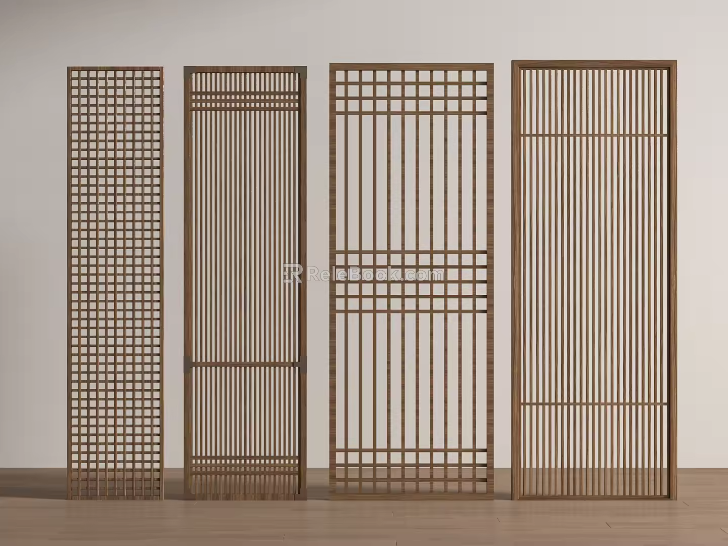 New Chinese-style partition wooden partition hollow 3d model