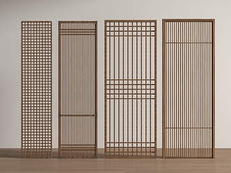 New Chinese-style partition wooden partition hollow 3d model