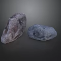 Two Natural Rockery Stones With Reddish Brown And Gray Color On Dark Background