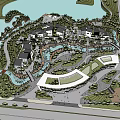 Modern Scenic Industrial Park With Natural Water Features Green Spaces And Walkways