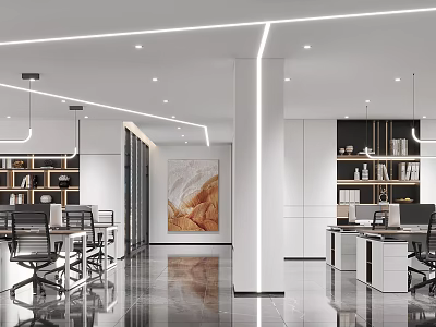 Modern public office area Front office area 3d model