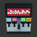 Soda Pop Dispenser With Red Black Design And H2O Coca Cola Sprite Fanta Buttons