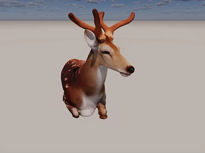 Decorative Brown And White Deer Animal Wall Decor With Antlers For Home Interior 3d model