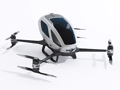 Advanced Smart Drone With Transparent Cockpit And Multi Rotor Modern Structure 3d model