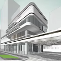 Modern Sales Office Building Featuring Glass Facade And Contemporary Exterior Design