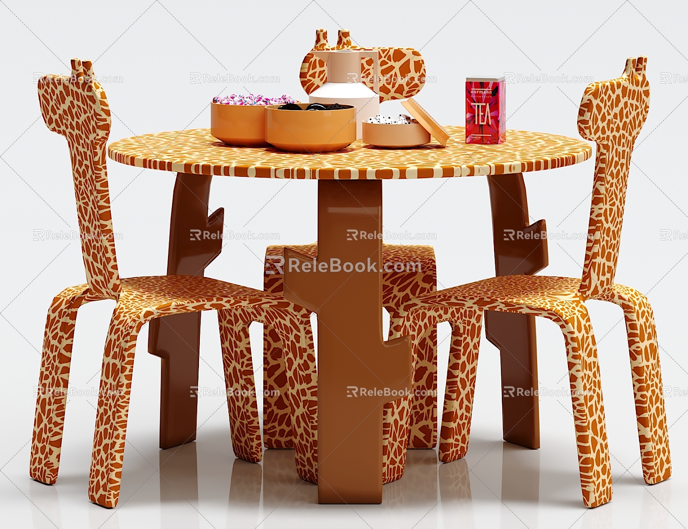 Modern Children's Table and Chair Children's Table and Chair Ornaments Combination 3d model