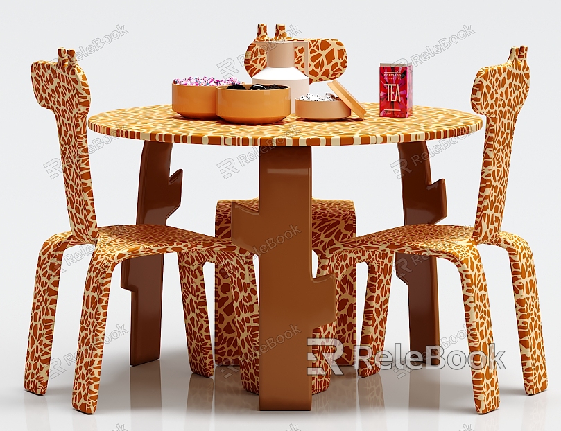 Modern Children's Table and Chair Children's Table and Chair Ornaments Combination model