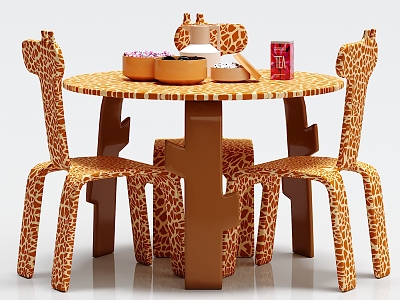 Modern Children's Table and Chair Children's Table and Chair Ornaments Combination model