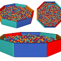 Colorful Ball Pit Play Equipment with Multicolored Balls and Red Blue Green Borders