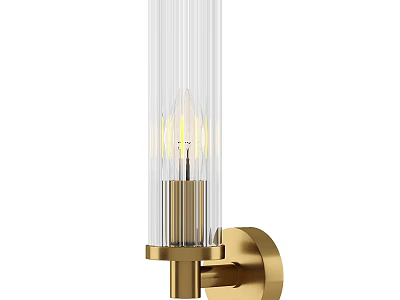 Modern Gold Wall Sconce With Transparent Glass Cylinder Shade And Warm Lighting 3d model