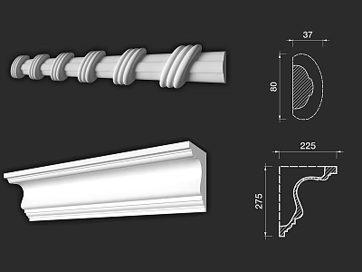 European-style simple plaster line 3d model