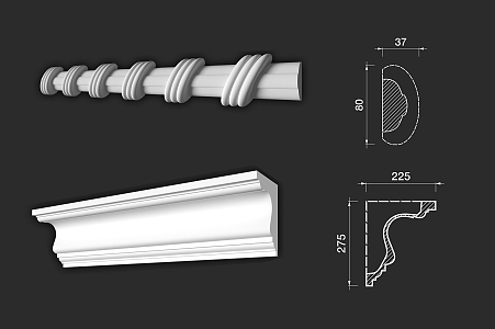 European-style simple plaster line 3d model