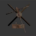 Vintage Windmill Model With Tripod Stand And Small Animal Figure