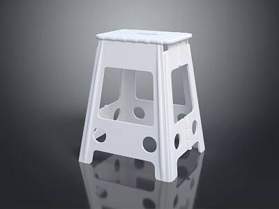 Modern White Plastic Stool With Simple Design And Hollow Cut Out Details 3d model