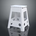 Modern White Plastic Stool With Simple Design And Hollow Cut Out Details