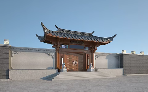 Gate Rural Gate Wall Courtyard Gate Villa Gate Modern Courtyard Wall Gate 3d model