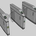 Public Facility Modern Silver Turnstiles Three Units With Green Arrows And Indicator Lights