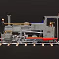 Vintage Steam Train Locomotive With Chimney And Headlamp On Tracks