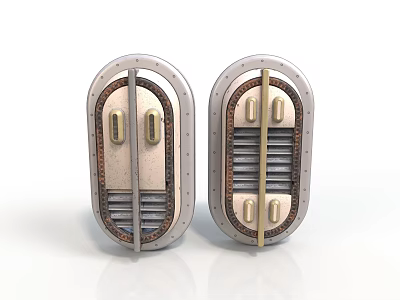 Industrial Metal Hatch Door Design With Rivets Stripes And Buttons 3d model