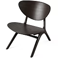 Modern Black Wooden Lounge Chair With Curved Backrest And Triangular Legs