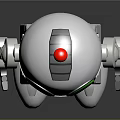 Silver Robot Character With Green Eyes Red Top And Metallic Mechanical Body