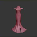 Elegant Pink Long Dress Featuring Off Shoulder Design And Slit Hem As Lifestyle Product