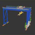 Blue KUKA CLASS Gantry Crane With Yellow Hoist Trolleys And Circular Base Equipment