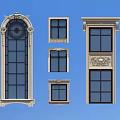 Various Decorative Window Designs With Ornate Frames And Architectural Details 3d model