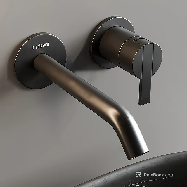 Modern Wall Mounted Metal Faucet With Single Handle Matte Black Finish 3d model 