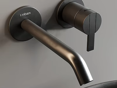 Modern Wall Mounted Metal Faucet With Single Handle Matte Black Finish 3d model
