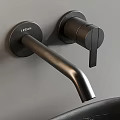 Modern Wall Mounted Metal Faucet With Single Handle Matte Black Finish