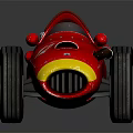 Red And Yellow Vintage Racing Car With Number 17 Large Wheels Open Cockpit