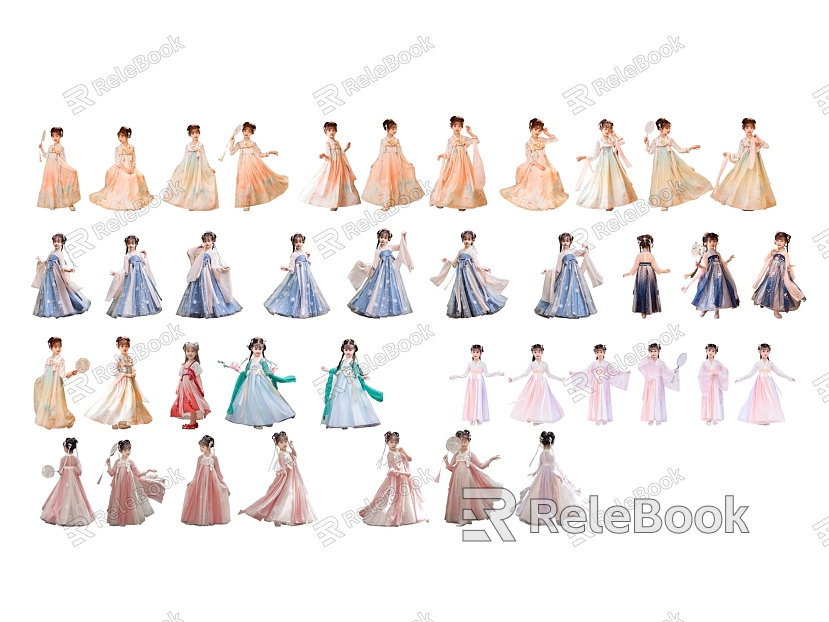 2d figure ancient costume figure hanfu figure hanfu girl hanfu children hanfu children classical costume model