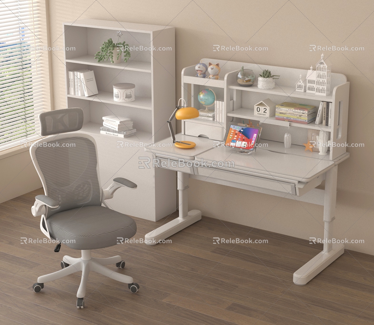 Modern Children's Learning Tables and Chairs Lifting Tables and Chairs Desks and Chairs Storage Rack Ornaments 3d model