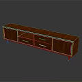 Modern Walnut Finish TV Cabinet With Drawers And Metal Legs For Electronics