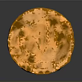 Handcrafted Golden Circular Sculpture With Textured Metal Surface On Black Background