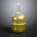 Military Style Yellow Golden Grenade With Metal Fuse And Pull Ring