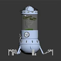 White Transparent Enclosed Device With Small Plant And Metal Support Legs