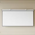 Wall Mounted White Projection Screen In Interior Room With Decorative Frame 3d model